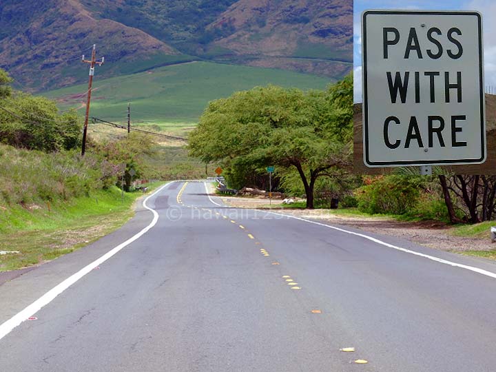 ハワイの道路の追い越し可能区間